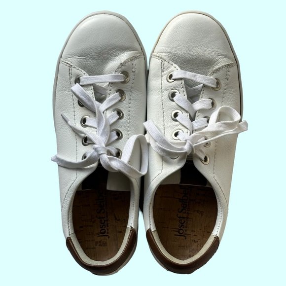 Josef Seibel Kim Comfort Shoes Size 6 Cork Insoles Lace-ups White Leather EUC - Picture 5 of 12